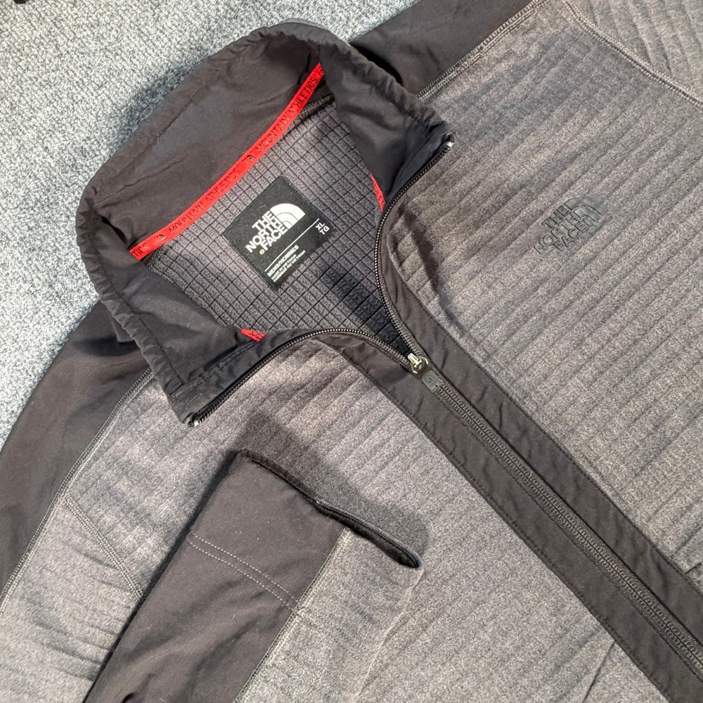 The North Face Mens Mountain Athletics Grid Fleece Hybrid Jacket Gray XL #4336
